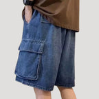 Herr cargo jeansshorts med stora benfickor