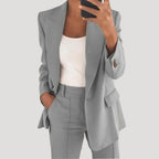 Dam kostym set med blazer och kostymbyxor modern passform