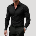 Herrskjorta Långärmad Businessskjorta Slim Fit Knapp Casual