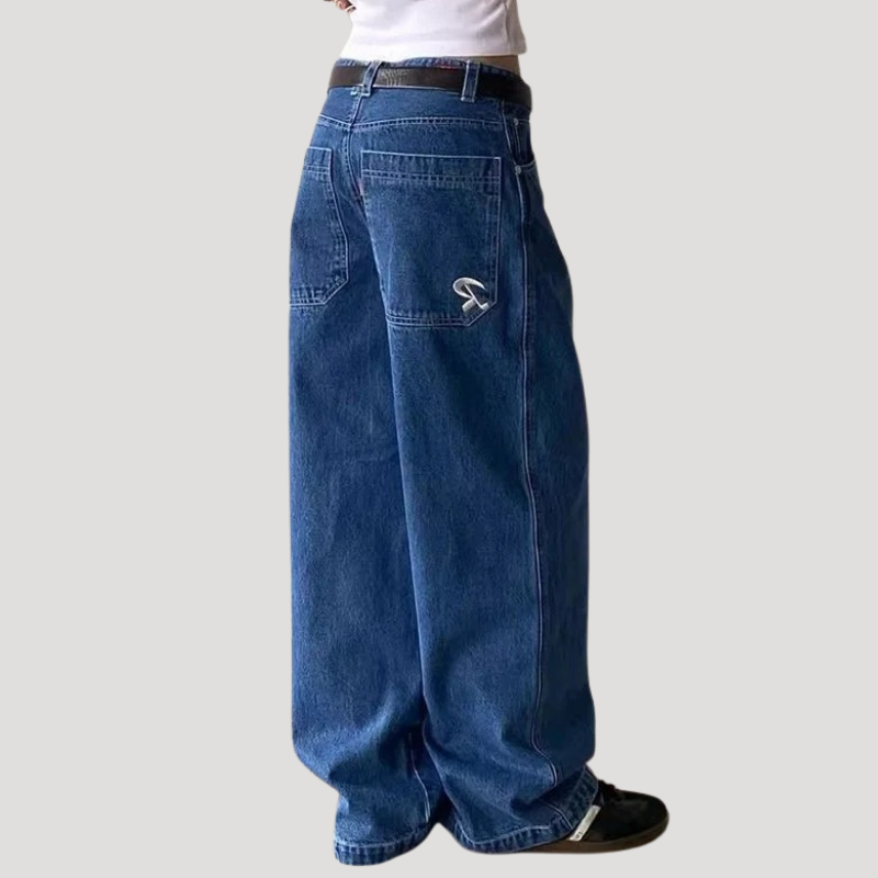 Dam Baggy Jeans Högmidjade Vida Denimjeans Avslappnad Passform