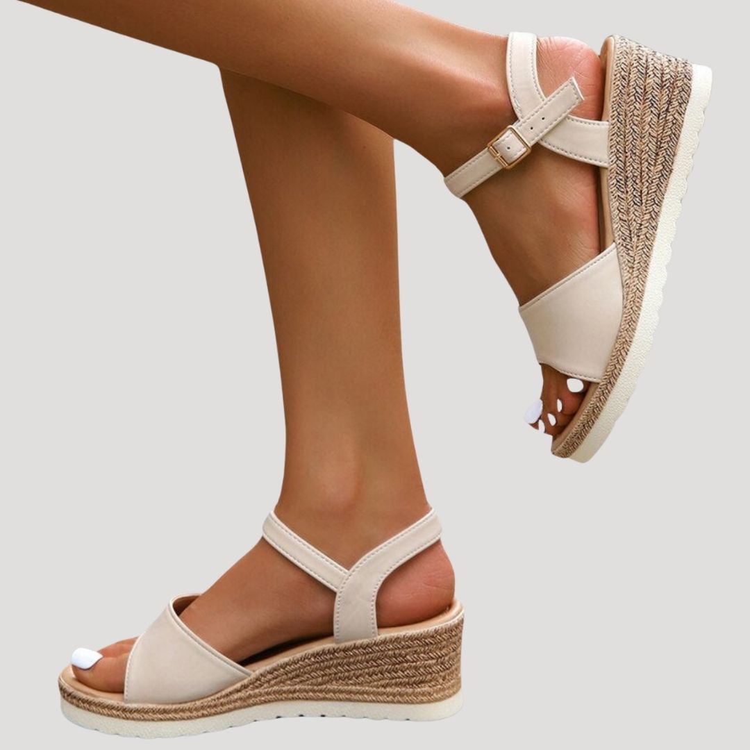 Dam platåsandaler sandaletter med rem och kilklack