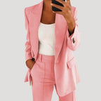 Dam kostym set med blazer och kostymbyxor modern passform