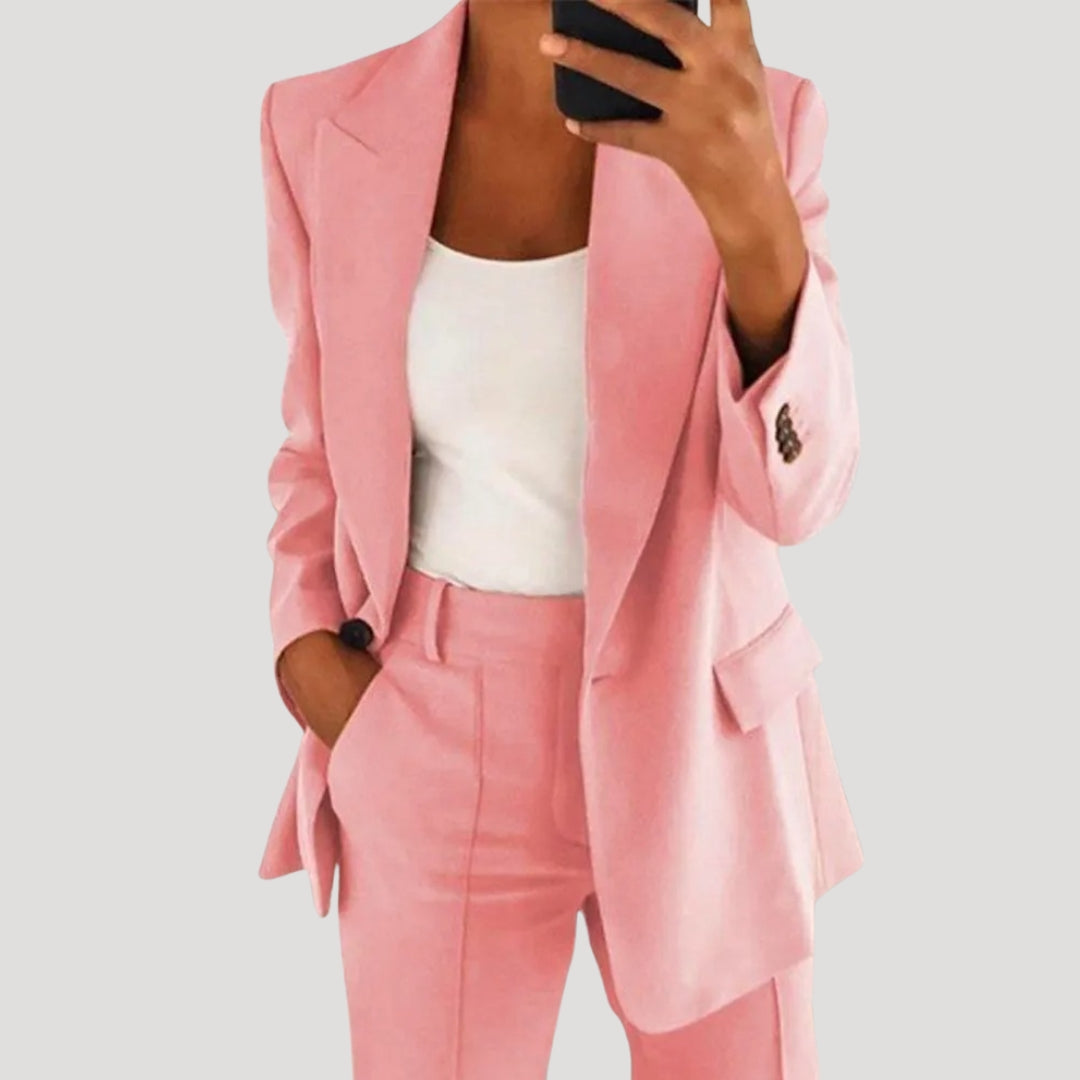 Dam kostymset med blazer och kostymbyxor