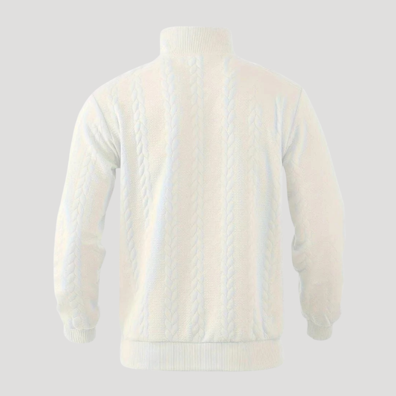 Herrtröja Stickad Half Zip Ziptröja Kabelstickad Vardag