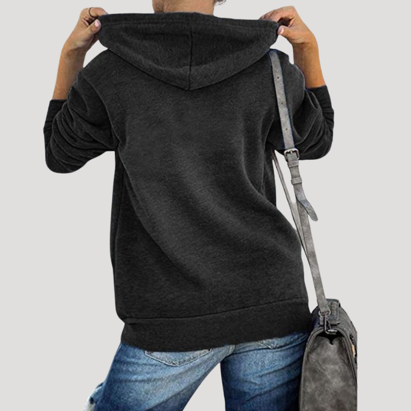 Dam Dragkedjehoodie Oversized Långärmad Avslappnad
