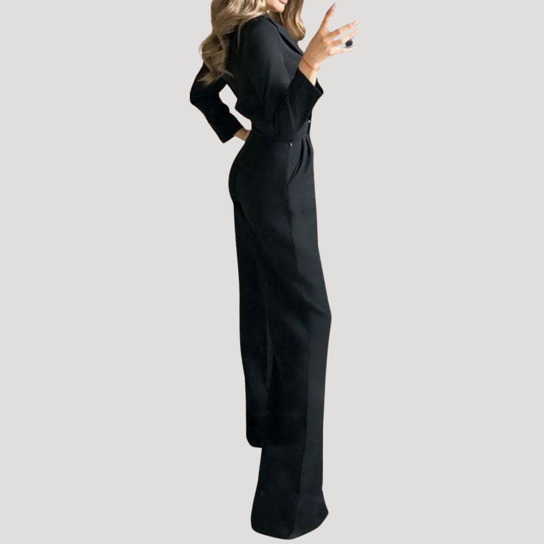 Dam jumpsuit med vida ben och lång ärm