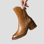Dam ankelboots med klack dragkedja bekväma stilrena skor