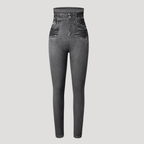Dam Jeggings Denim Hög Midja Stretchig Passform