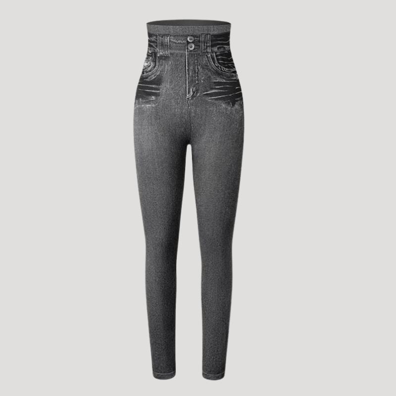 Dam Jeggings Denim Hög Midja Stretchig Passform