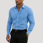 Herrskjorta Långärmad Businessskjorta Slim Fit Knapp Casual