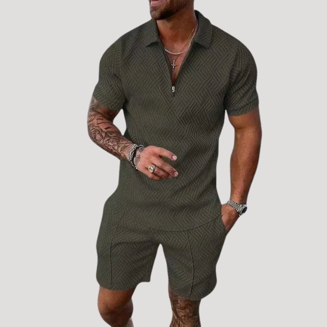 Herr shorts set kortärmad piké tvådelat sommar