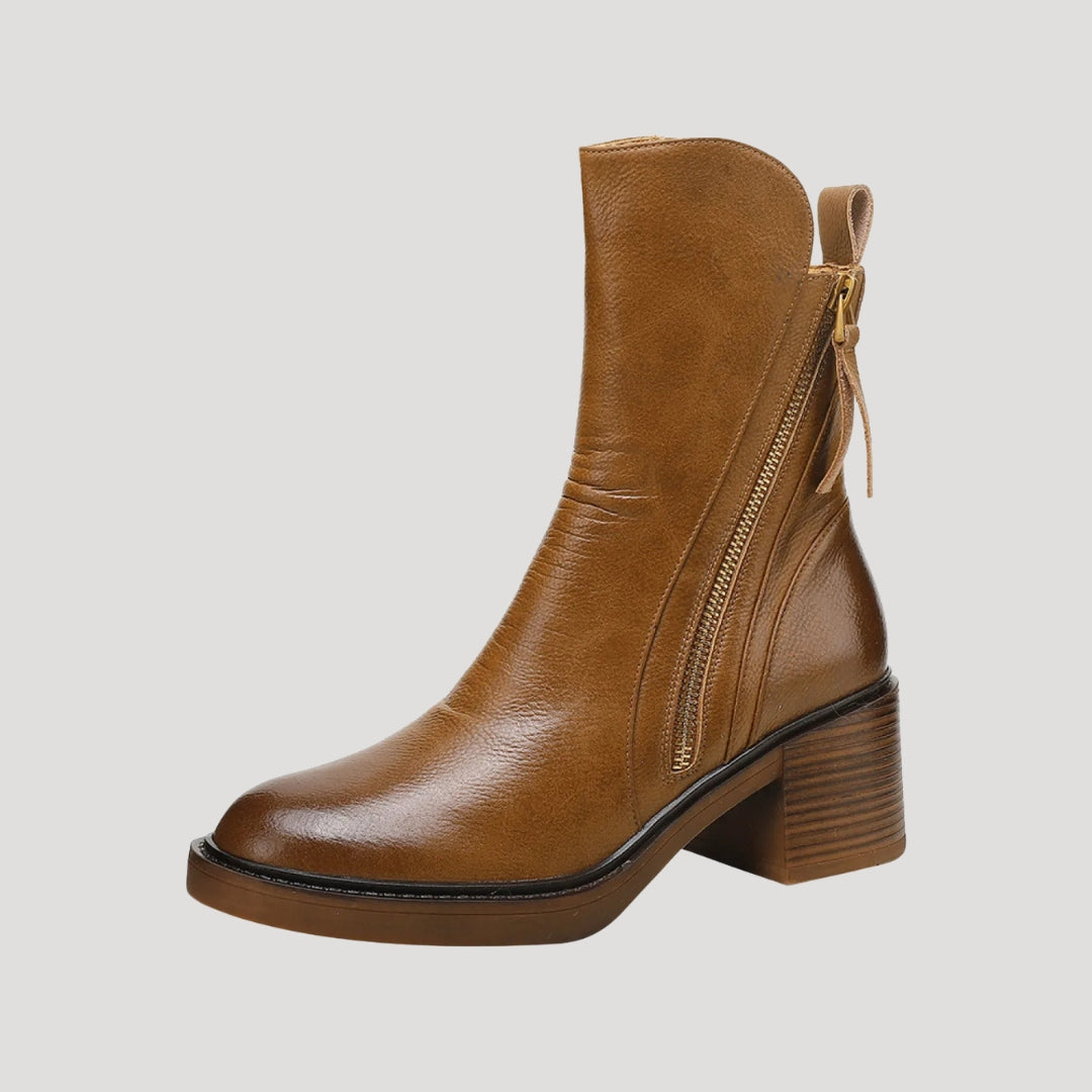 Dam ankelboots med klack dragkedja bekväma stilrena skor