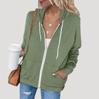 Dam Dragkedjehoodie Oversized Långärmad Avslappnad