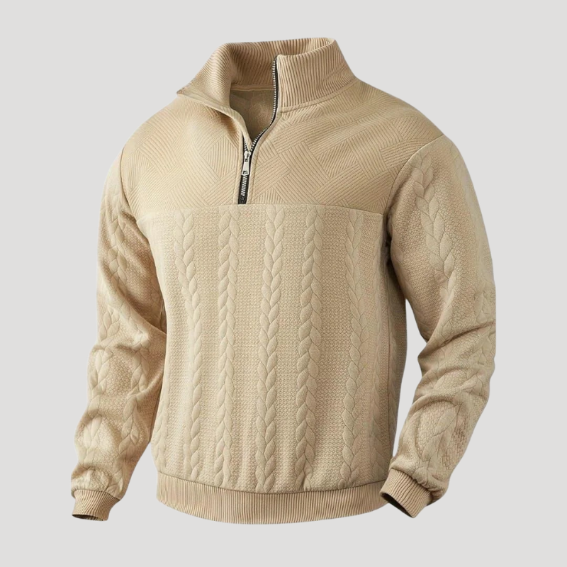 Herrtröja Stickad Half Zip Ziptröja Kabelstickad Vardag