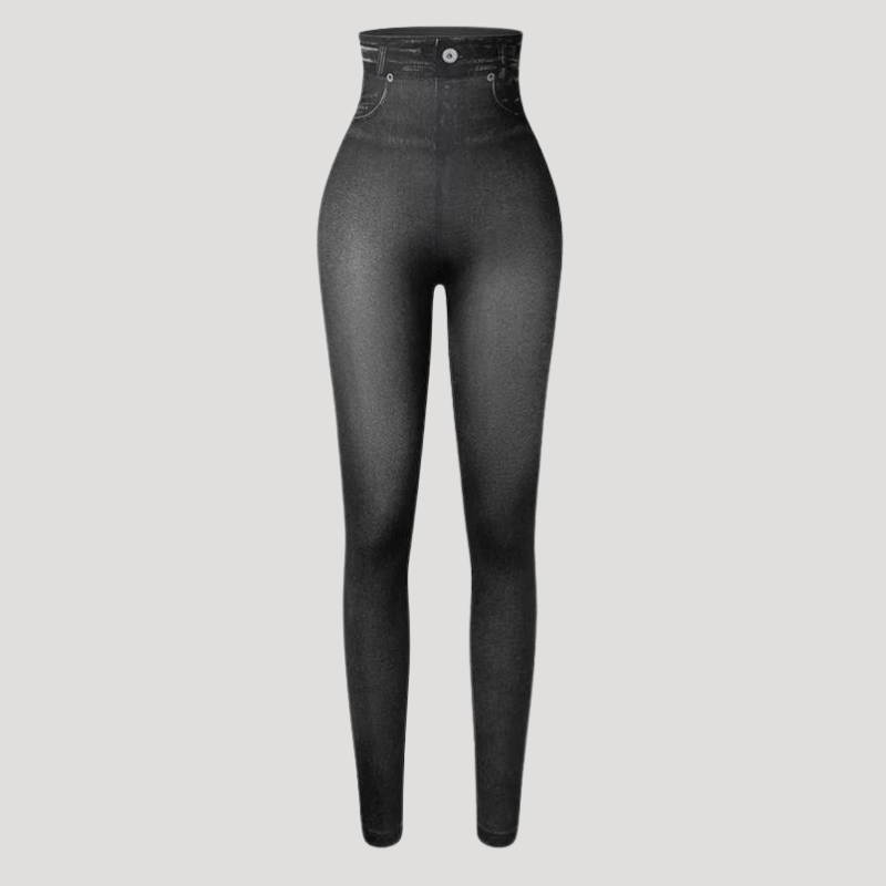Dam Jeggings Denim Hög Midja Stretchig Passform
