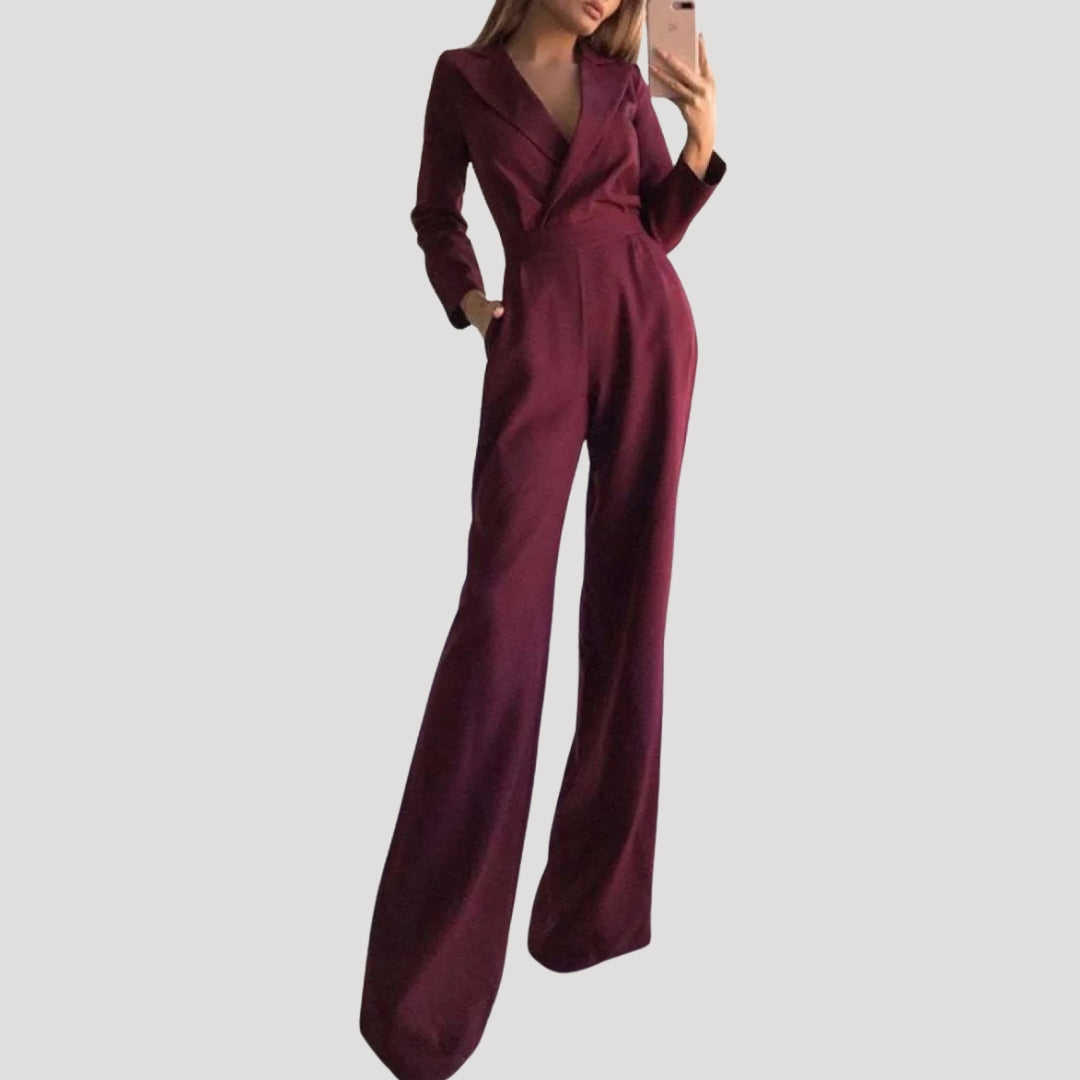 Dam jumpsuit med vida ben och lång ärm