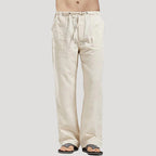 Herr linnebyxor med resår och dragsko