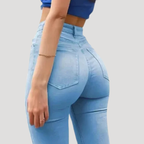 Dam Högmidjade Skinny Jeans Slim Fit Denimjeans