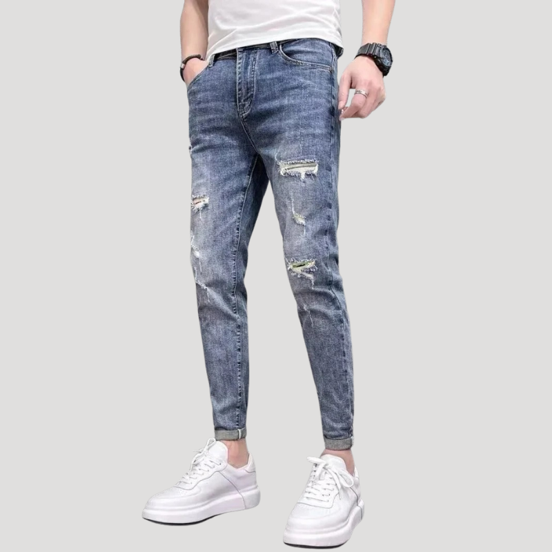 Herr Skinny Jeans Med Slitna Detaljer Denim