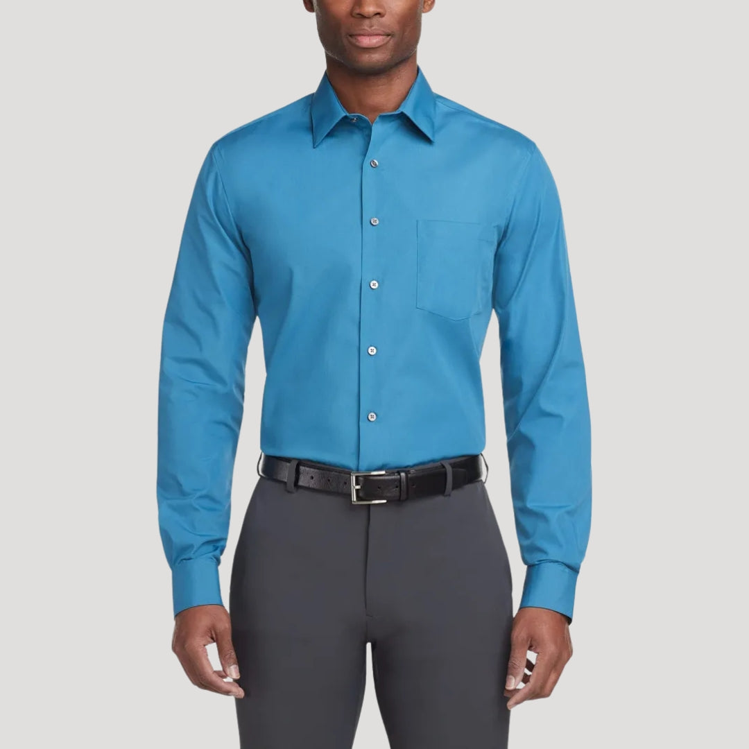 Herr skjorta med murarkrage slim fit långärmad klassisk