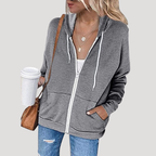 Dam Dragkedjehoodie Oversized Långärmad Avslappnad