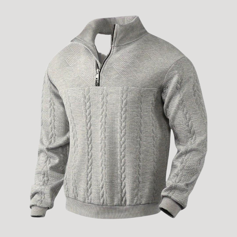Herrtröja Stickad Half Zip Ziptröja Kabelstickad Vardag