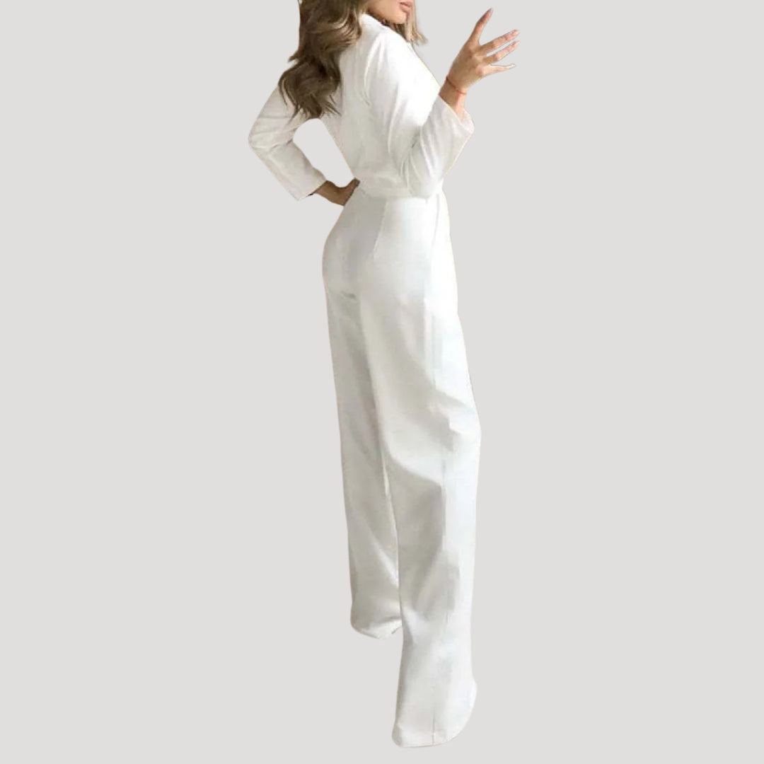 Dam jumpsuit med vida ben och lång ärm