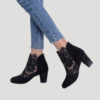 Dam stövletter boots med klack och spetsdetalj