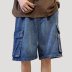 Herr cargo jeansshorts med stora benfickor