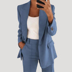 Dam kostym set med blazer och kostymbyxor modern passform