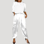 Dam matchande satin set med byxor och topp