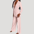 Dam kostym set med kavaj och raka byxor