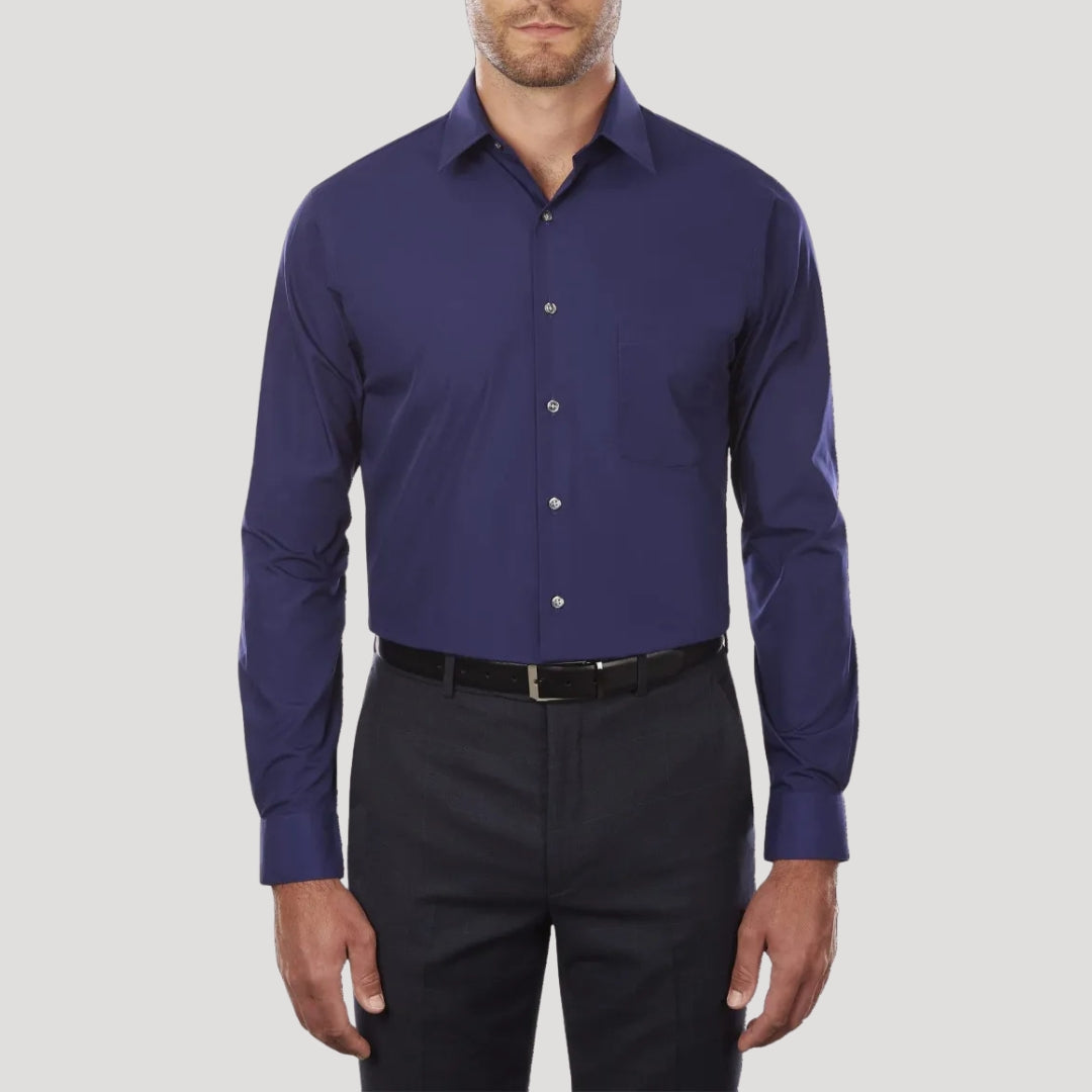 Herr skjorta med murarkrage slim fit långärmad klassisk