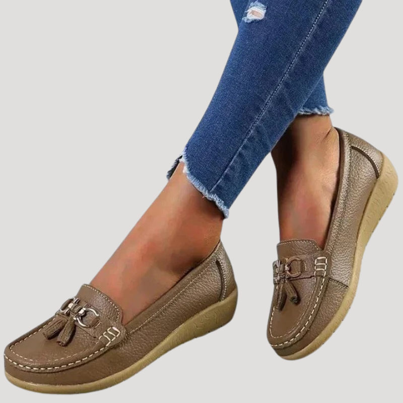 Dam Ortopediska Loafers Med Mjuk Sula Tassel