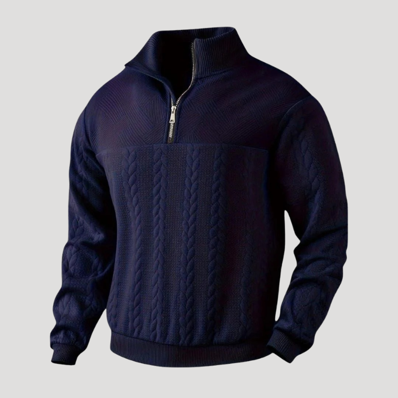 Herrtröja Stickad Half Zip Ziptröja Kabelstickad Vardag