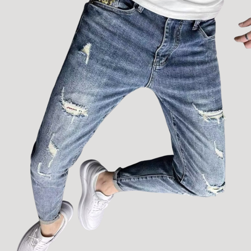 Herr Skinny Jeans Med Slitna Detaljer Denim