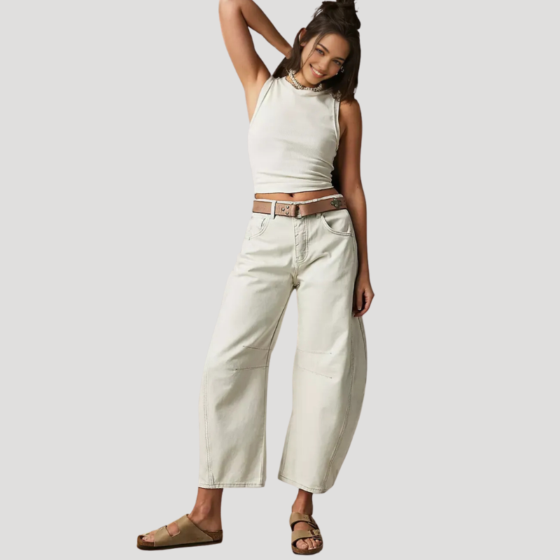 Dam Barreljeans Högmidjade Avslappnad Passform Vida Denimjeans