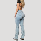 Dam Högmidjade Bootcut Jeans Stretch Denimjeans