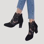 Dam stövletter boots med klack och spetsdetalj