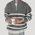 Herrtröja Stickad Half Zip Randig Långärmad Vardagströja Casual