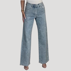 Dam Mom Jeans Högmidjade Stretch Rak Passform Denimjeans