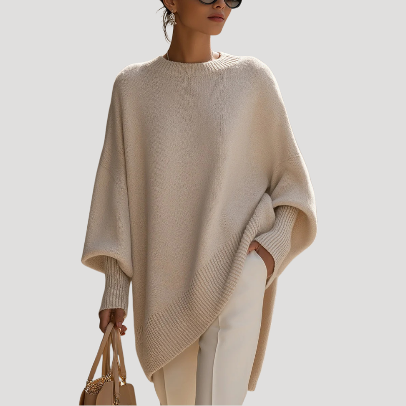 Damkofta Stickad Poncho Oversize Långärmad Tröja