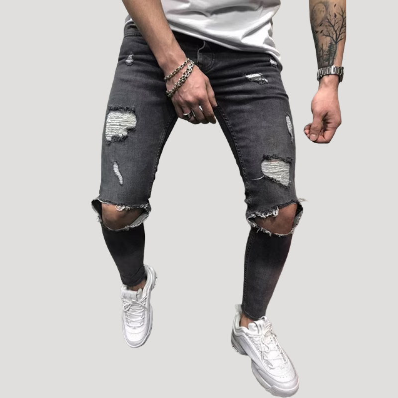 Herr Skinny Jeans Slim Fit Rippade Stretchjeans Denimbyxor