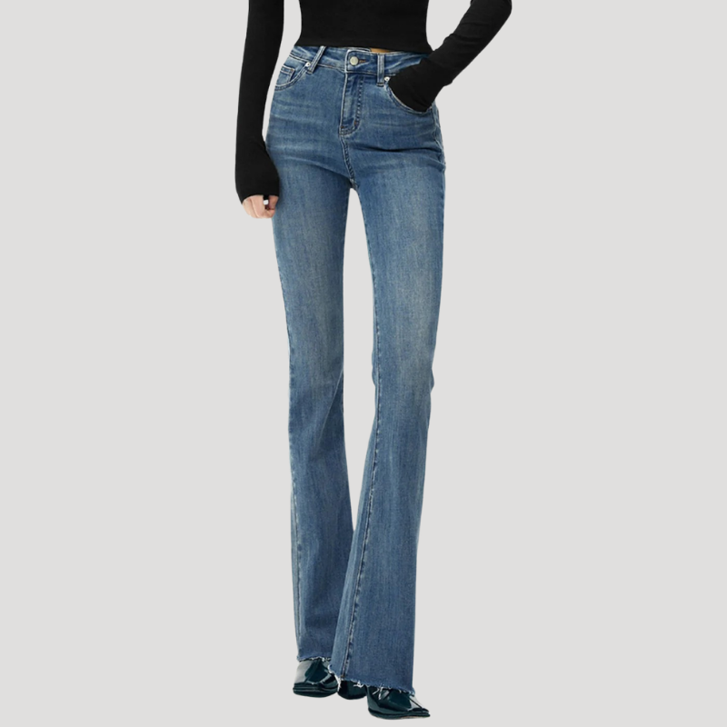 Dam Bootcut Jeans Högmidjade Stretch Flare Denimjeans