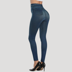 Dam Jeggings Denim Hög Midja Stretchig Passform