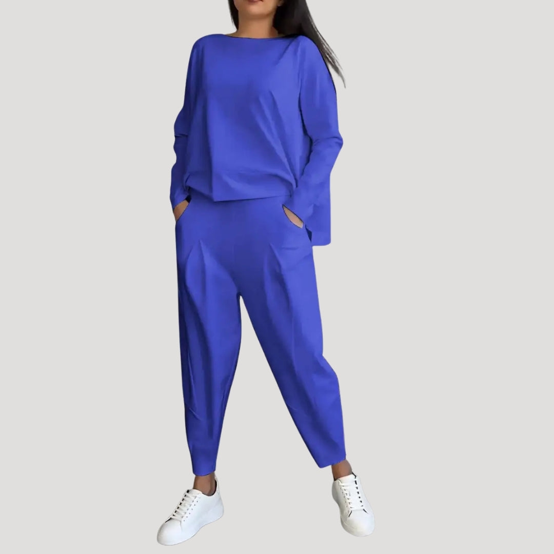 Dam tvådelat matchande set med topp och byxor