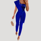 Dam byxdress paljett fest one shoulder elegant passform