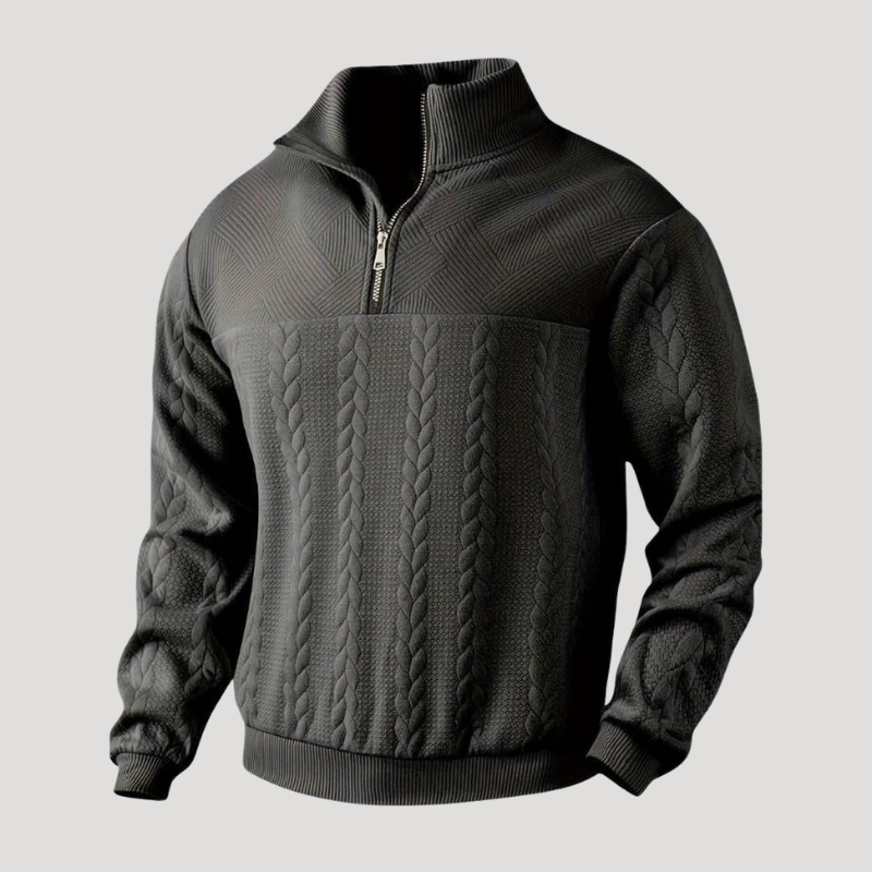 Herrtröja Stickad Half Zip Ziptröja Kabelstickad Vardag