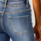 Dam Utsvängda Jeans Hög Midja Bootcut Passform Denim Blå