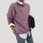 Dam Stickad Tröja Rundhalsad Oversized Långärmad